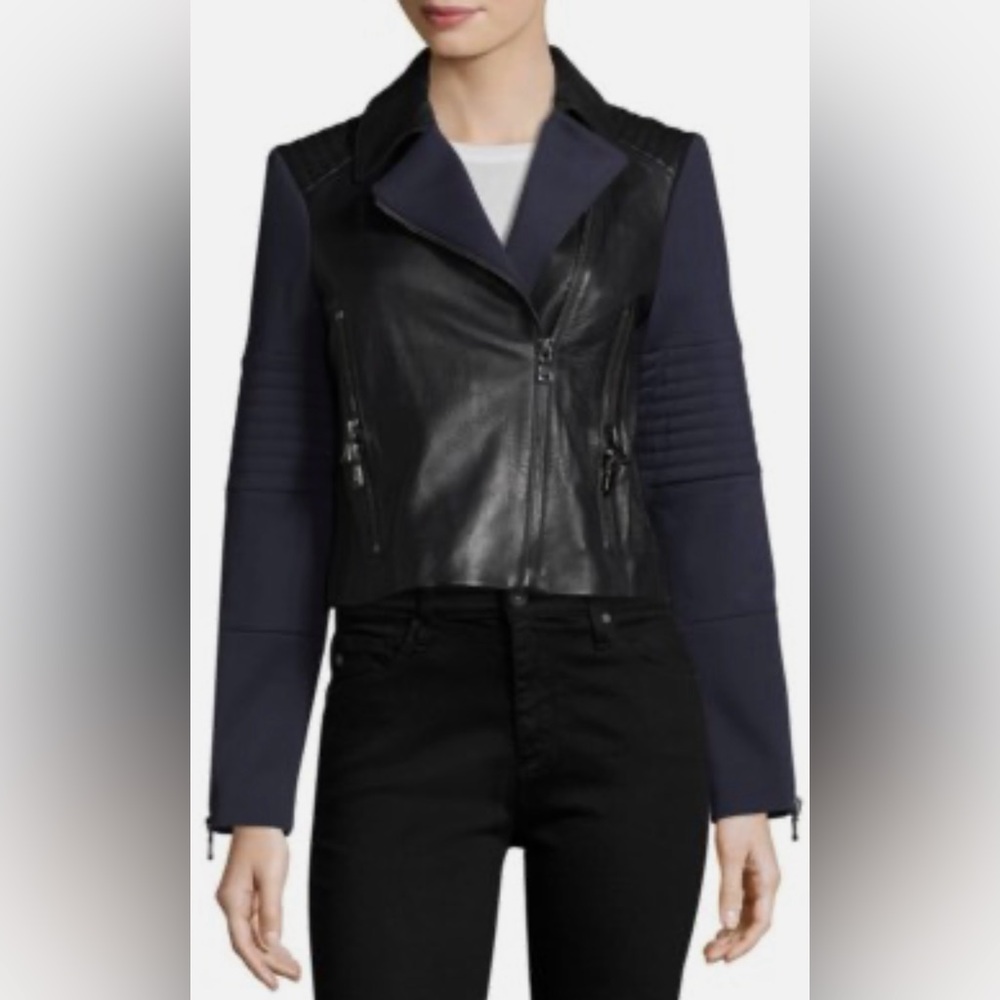 J-Brand Black & navy Leather Jacket